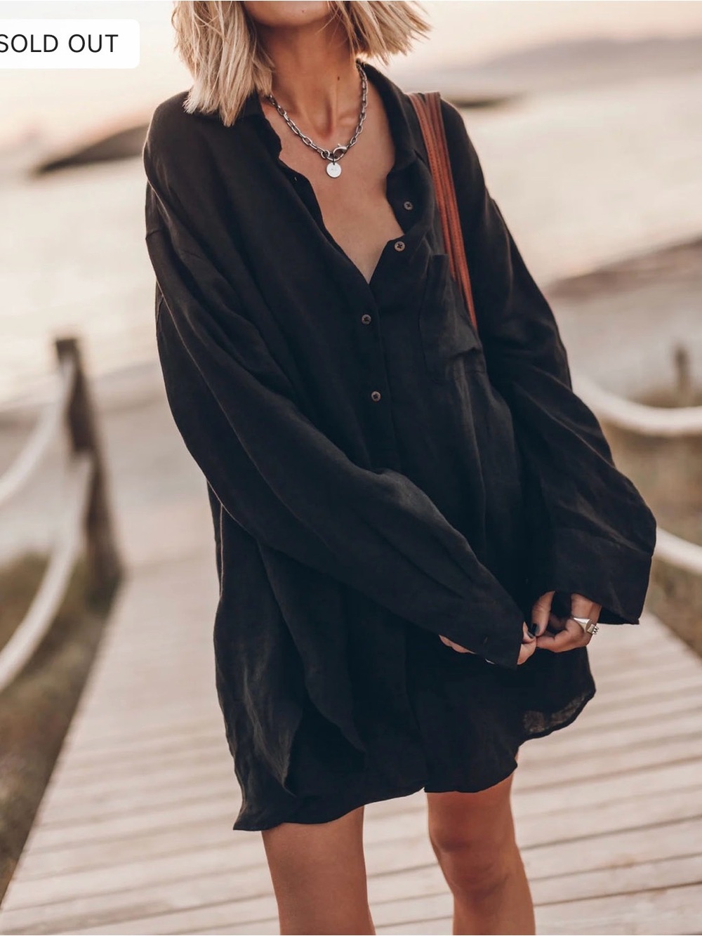 Mikuta black oversized linen shirt